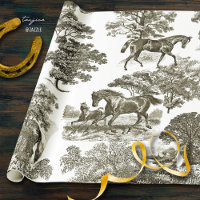 Elegant Rustic Horses Beige Toile Seamless