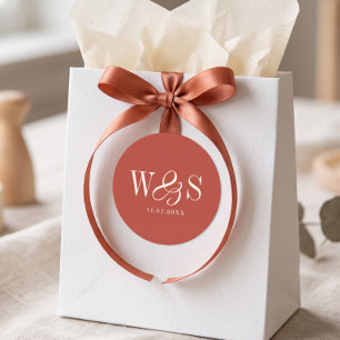 Elegant Rustic initial wedding couples Classic Round Sticker