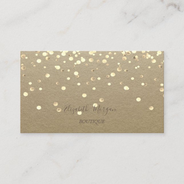 Elegant ,Rustic Kraft, Gold Confetti Business Card (Front)