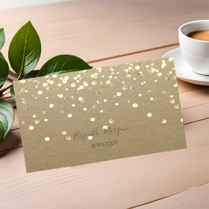 Elegant ,Rustic Kraft, Gold Confetti Business Card