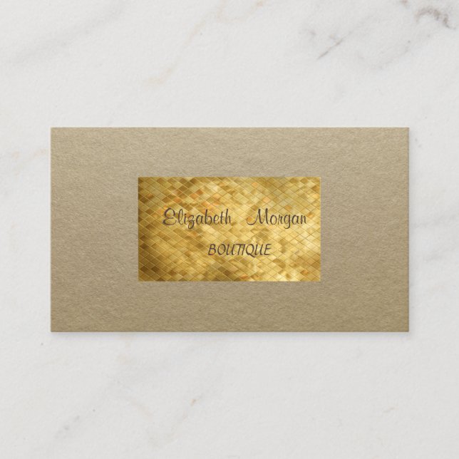 Elegant Rustic ,Kraft,Gold Sequins Business Card (Front)
