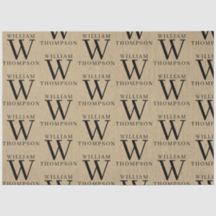 Elegant Rustic Kraft Monogrammed Name Tissue Paper