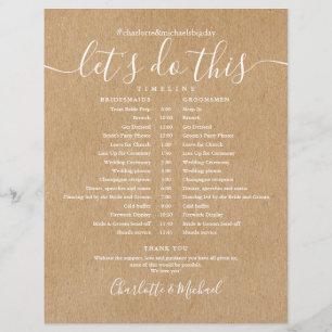 Elegant Rustic Kraft Wedding Schedule Timeline