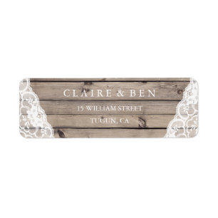 Elegant Rustic Lace Wedding Return Address Label