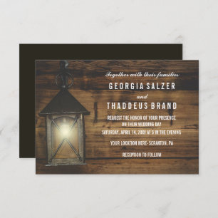 Elegant Rustic Lantern Lights Wedding Card