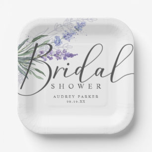 Elegant Rustic Lavender Bridal Shower Paper Plate