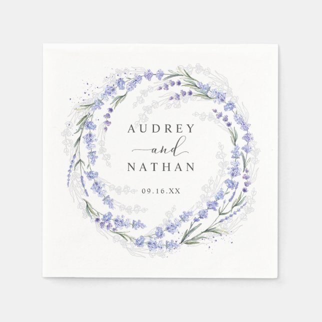 Elegant Rustic Lavender Wreath Wedding Paper Napkin (Front)