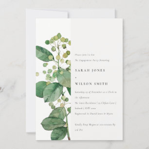 Elegant Rustic Leafy Foliage Greenery Engagement Invitation