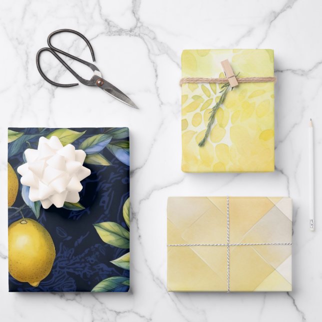 Elegant Rustic Lemon Wrapping Paper Sheet (Front)
