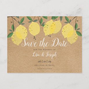 Elegant Rustic Lemons Save the Date Announcement Postcard