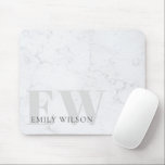 Elegant Rustic Marble Stone Grey Monogram Name Mouse Mat<br><div class="desc">If you need any further customisation please feel free to message me on yellowfebstudio@gmail.com.</div>