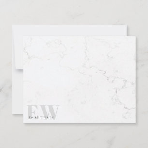 Elegant Rustic Marble Stone Grey Name Monogram Card