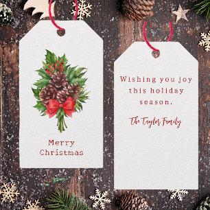 Elegant Rustic Merry Christmas Gift Tags