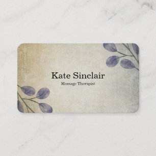 Elegant Rustic Minimal Greenery Massage Therapist Business Card