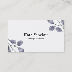 Elegant Rustic Minimal Greenery Massage Therapist  Business Card