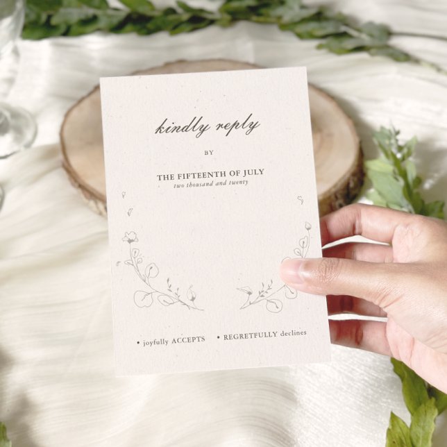 Elegant Rustic Minimalist Botanical Wedding RSVP Card (Creator Uploaded)