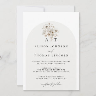 Elegant Rustic Monogram Floral Arch Wedding Invitation