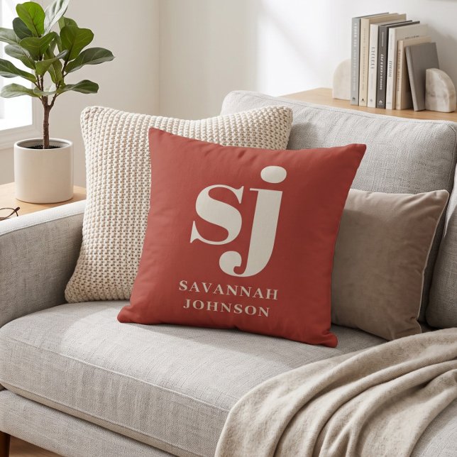 Elegant Rustic monogram initials  Cushion (Creator Uploaded)