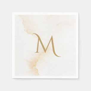 Elegant Rustic Monogram Watercolor Wedding Napkin