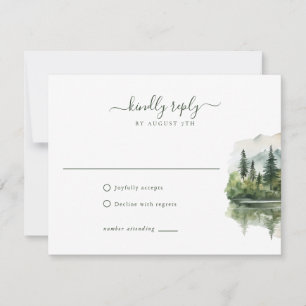 Elegant Rustic Mountain Landscape Wedding RSVP Card