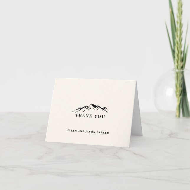 Elegant Rustic Mountain Wedding Thank You Card (Front)