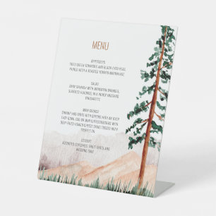 Elegant Rustic Mountains Trees Landscape Menu Invi Pedestal Sign