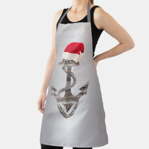 elegant rustic nautical ANCHOR + SANTA HAT Apron