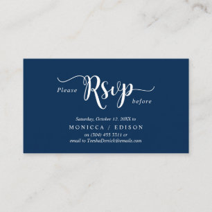 Elegant Rustic Navy Blue, Party RSVP, respond Enclosure Card