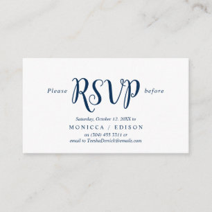 Elegant Rustic Navy Blue, Party RSVP, respond Enclosure Card