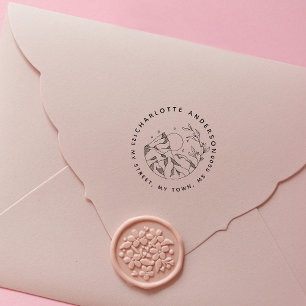 Elegant Rustic Night Flower Family Return Address Self-inking Stamp