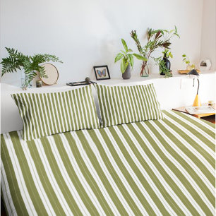 Elegant Rustic Olive Green French Ticking Stripe Pillowcase