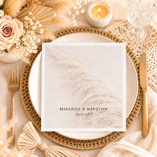 Elegant Rustic Pampas Grass Wedding Napkin