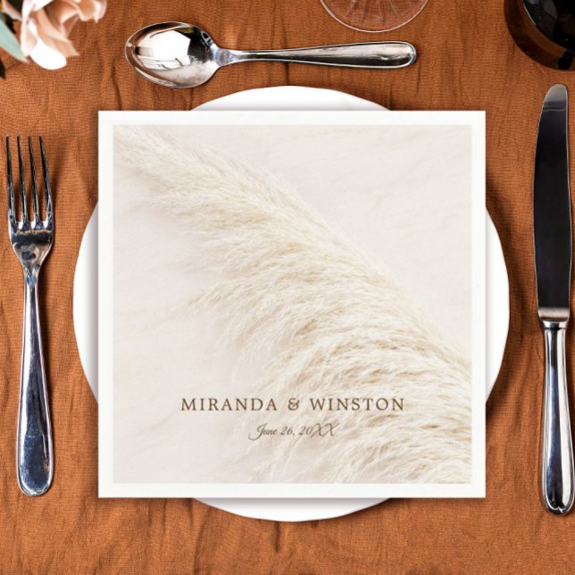 Elegant Rustic Pampas Grass Wedding Napkin (Creator Uploaded)