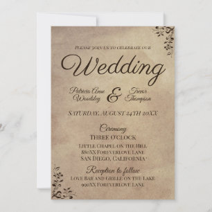 Elegant Rustic Parchment Paper Scroll Design Invitation