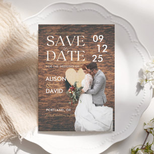 Elegant Rustic Photo Save The Date Wedding 