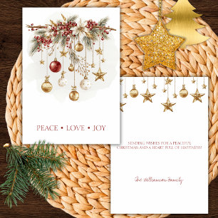 Elegant Rustic Pine Branch with Ornaments Invitation