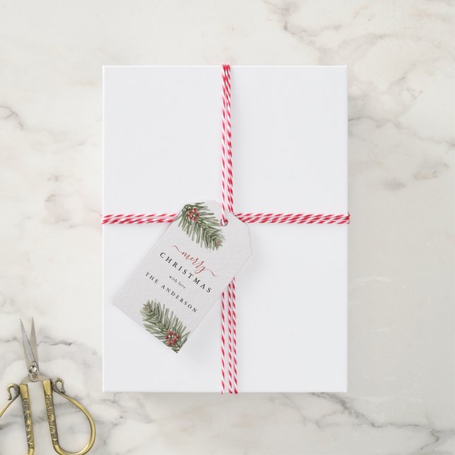 Elegant Rustic Pine Christmas  Gift Tags (With Twine)