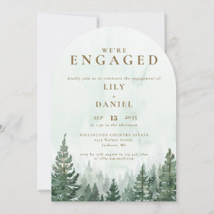 Elegant Rustic Pine Forest Arch Engagement Party Invitation