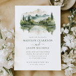 Elegant Rustic Pine Mountain Landscape Wedding Invitation<br><div class="desc">Elegant Rustic Pine Mountain Landscape Wedding Invitation features unique calligraphy script paired with stylish type,  along with an elegant mountain landscape watercolor.</div>