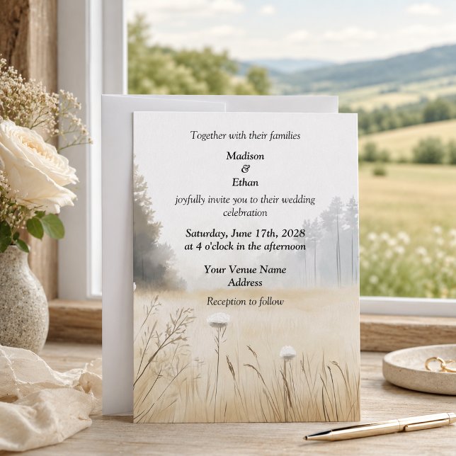 Elegant Rustic Pine Trees Wedding Invitation (Creator Uploaded)