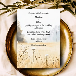 Elegant Rustic Pine Trees Wedding Invitation