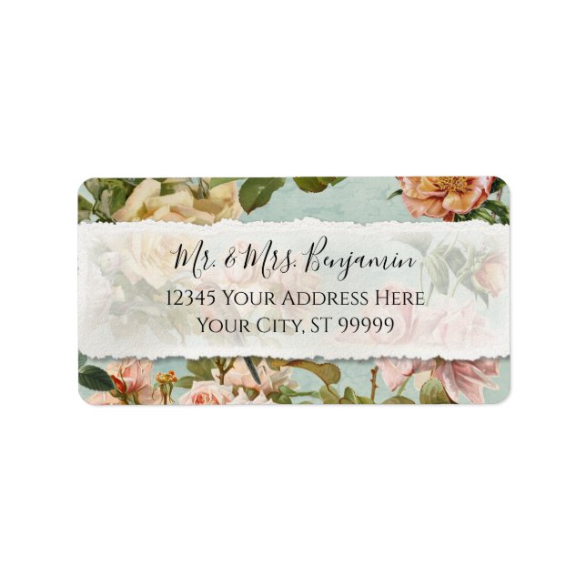 Elegant Rustic Pink Floral Wedding Return Address Label (Front)