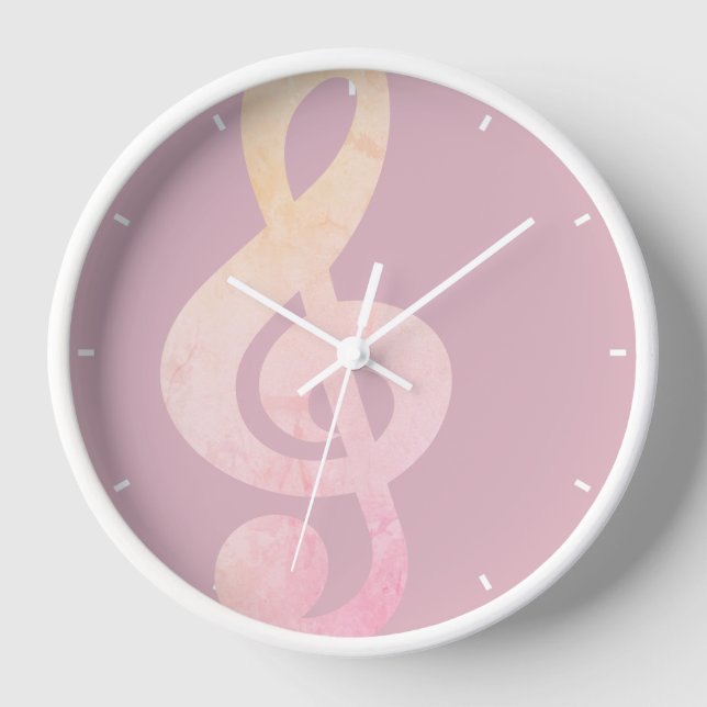 Elegant Rustic Pink Grunge Music Art  Clock (Front)