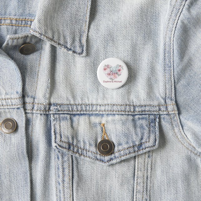Elegant Rustic Pink Modern Chic Heart Script 3 Cm Round Badge (In Situ)