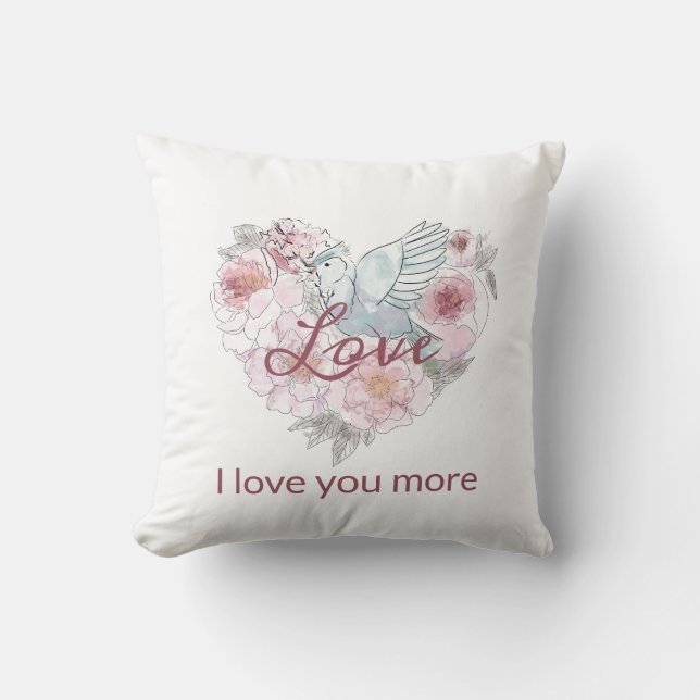 Elegant Rustic Pink Modern Chic Heart Script Cushion (Front)