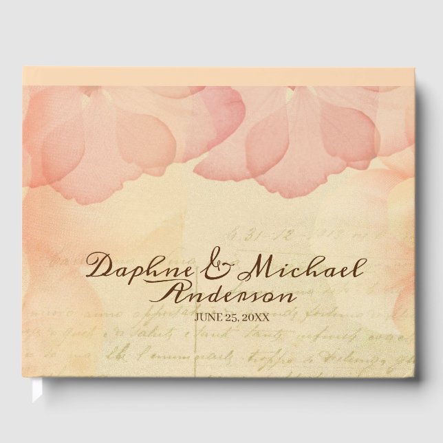 Elegant Rustic Pink Wedding Modern Simple Chic Guest Book (Front)