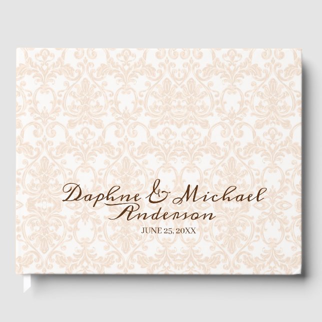 Elegant Rustic Pink Wedding Modern Simple Chic Guest Book (Front)