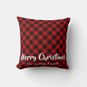 Elegant rustic plaid snowflake personalised cushion