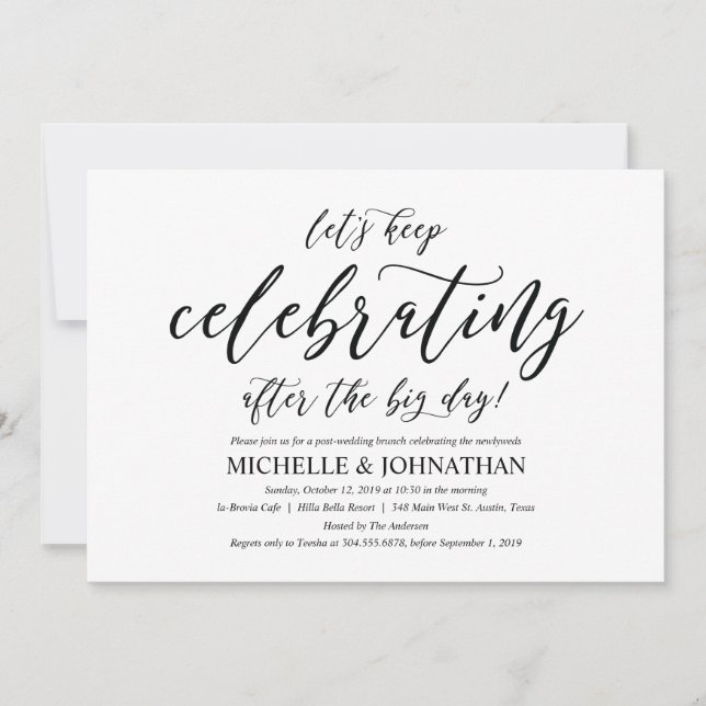 Elegant Rustic Post Wedding Brunch Invitation Card (Front)