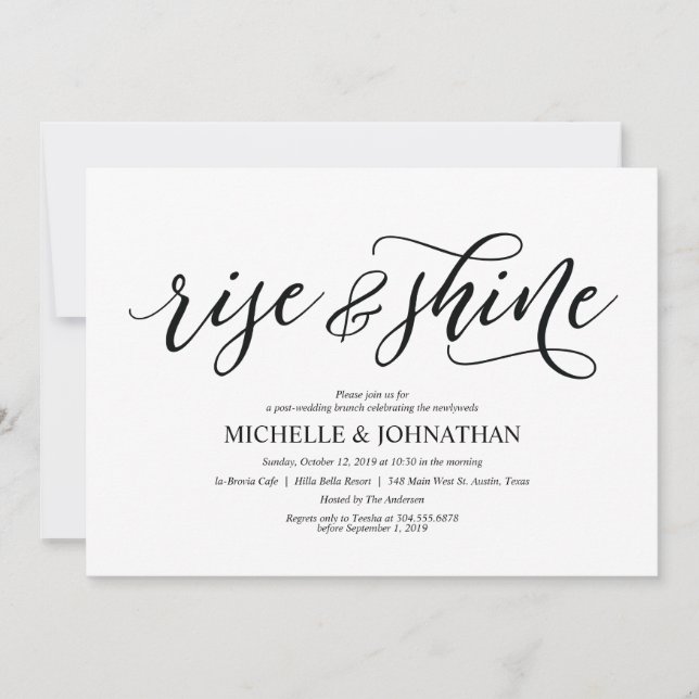 Elegant Rustic Post Wedding Brunch Invitation Card (Front)